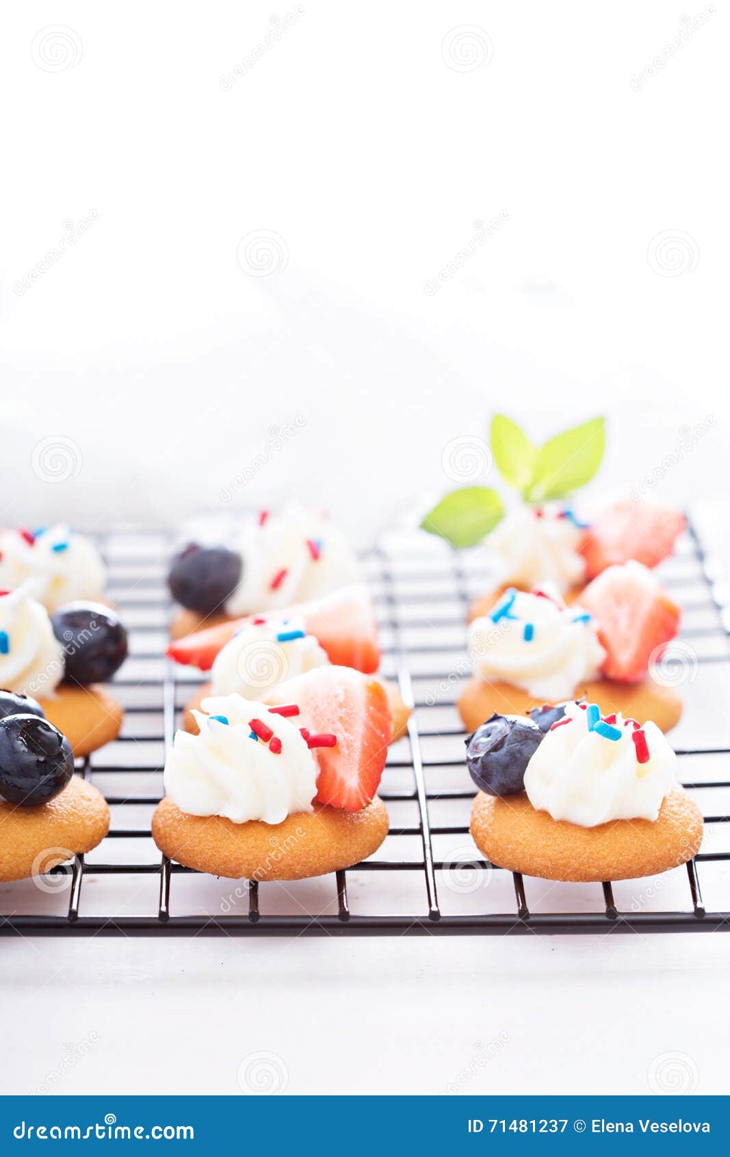 Little Desserts with Whipped Cream and Berries Stock Image Image of