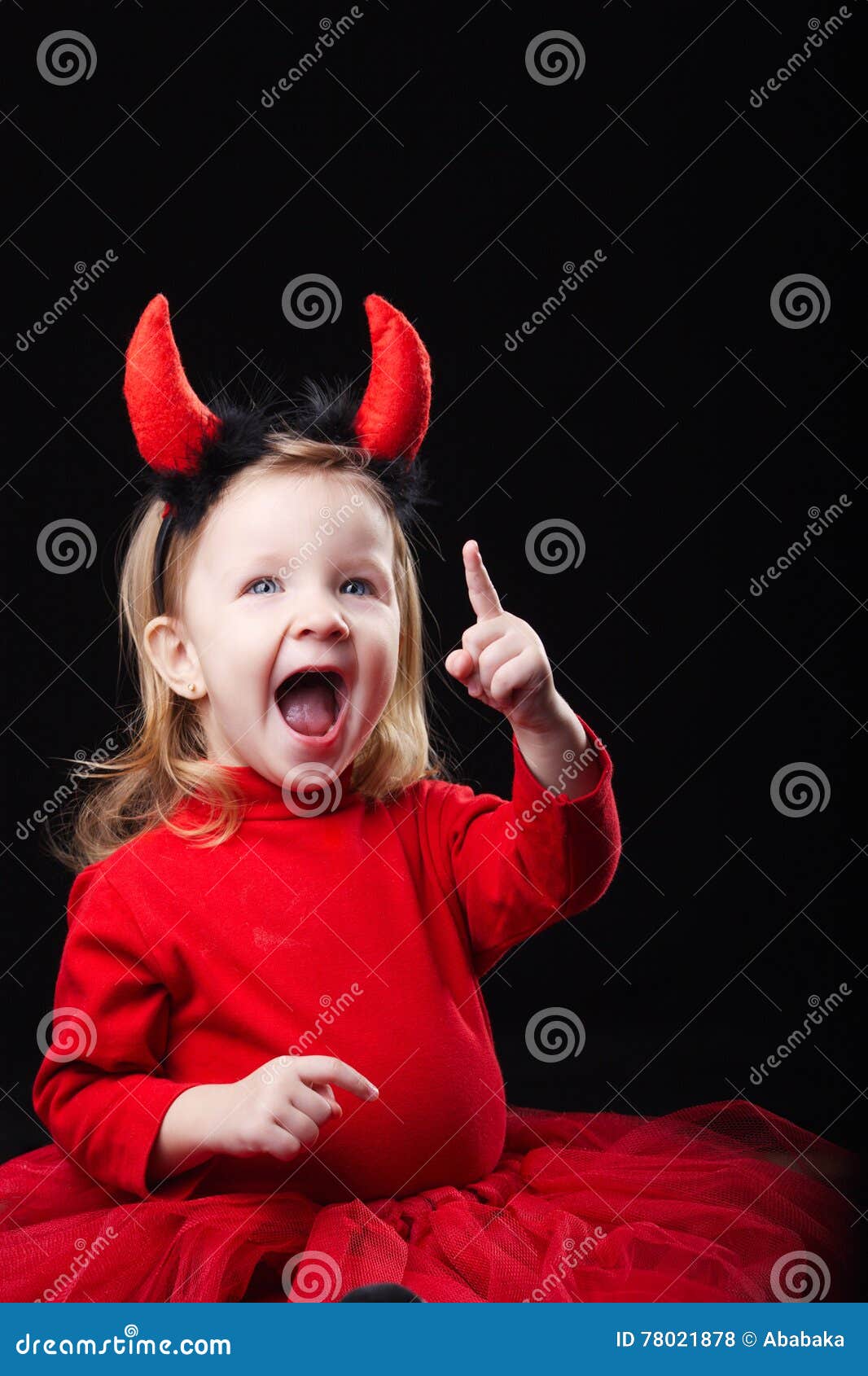 Little Devil on Dark Background Stock Photo Image of horns, little