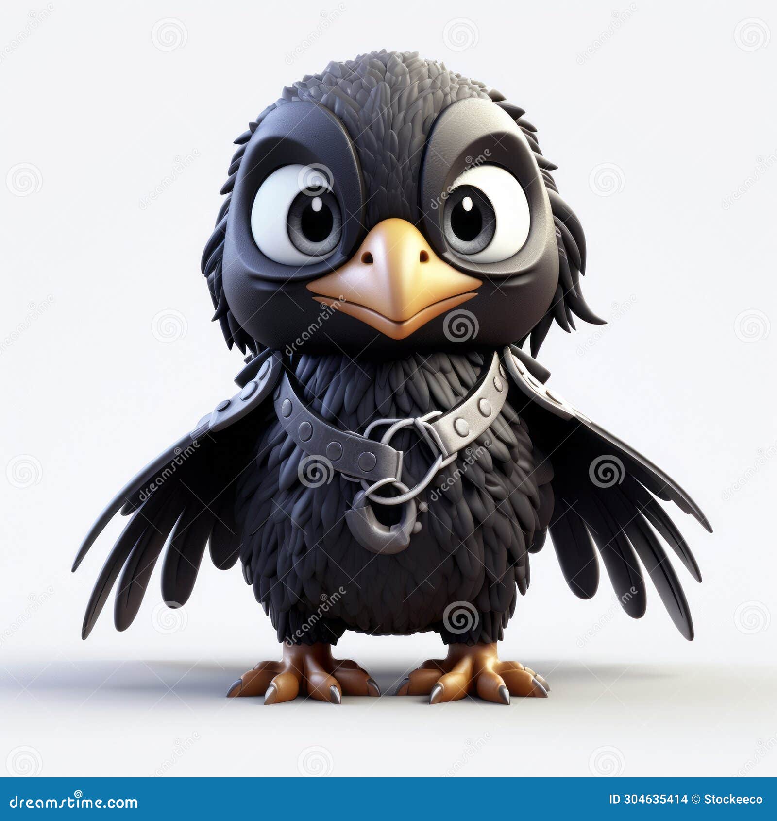little cute raven high-quality 3d character  in cartoon violence style