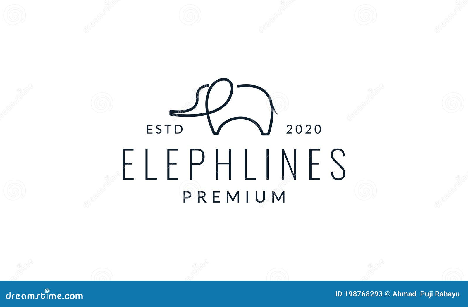 Little Elephant Line Minimalist Logo Vector Illustration Design Stock