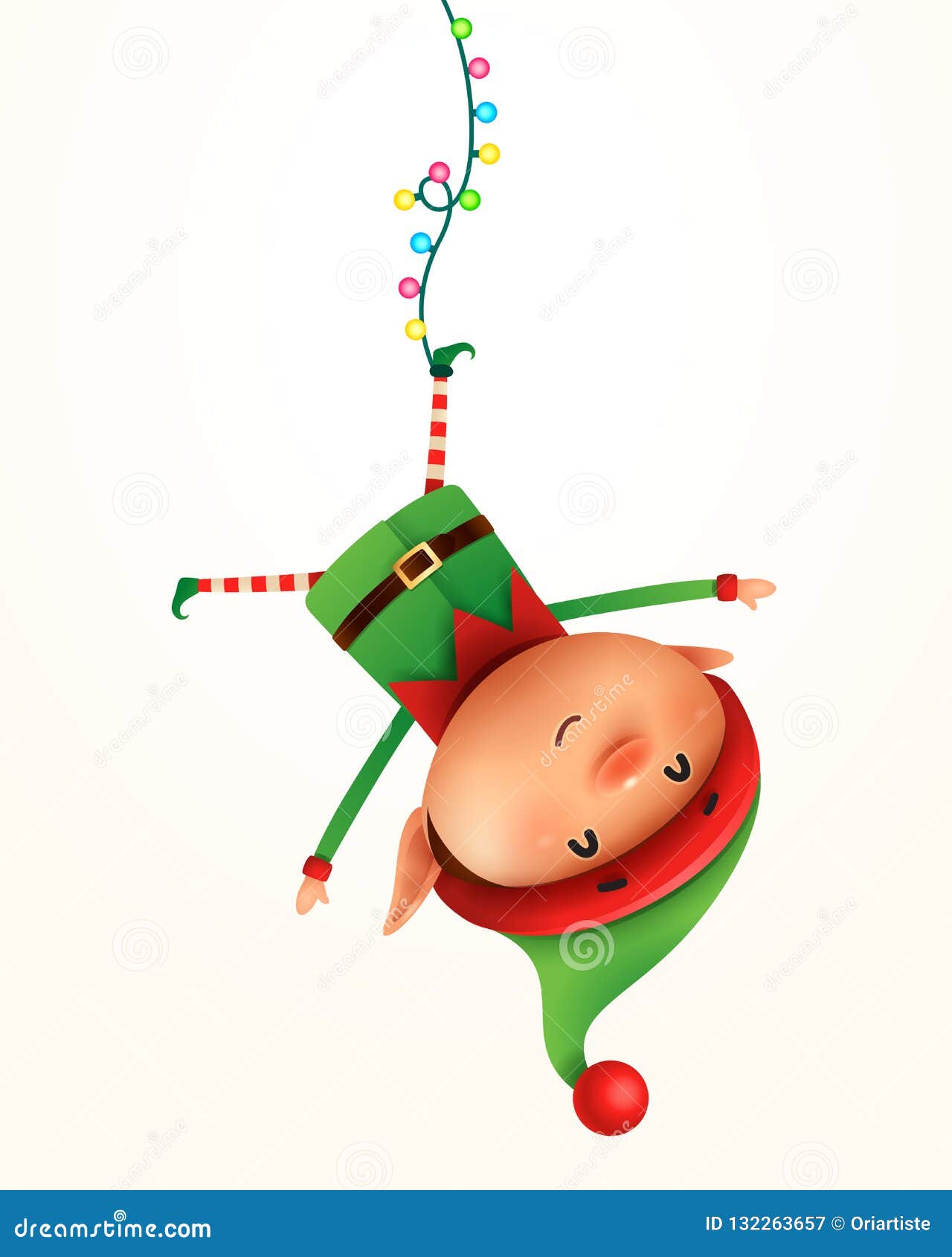 little elf hanging upside down. 