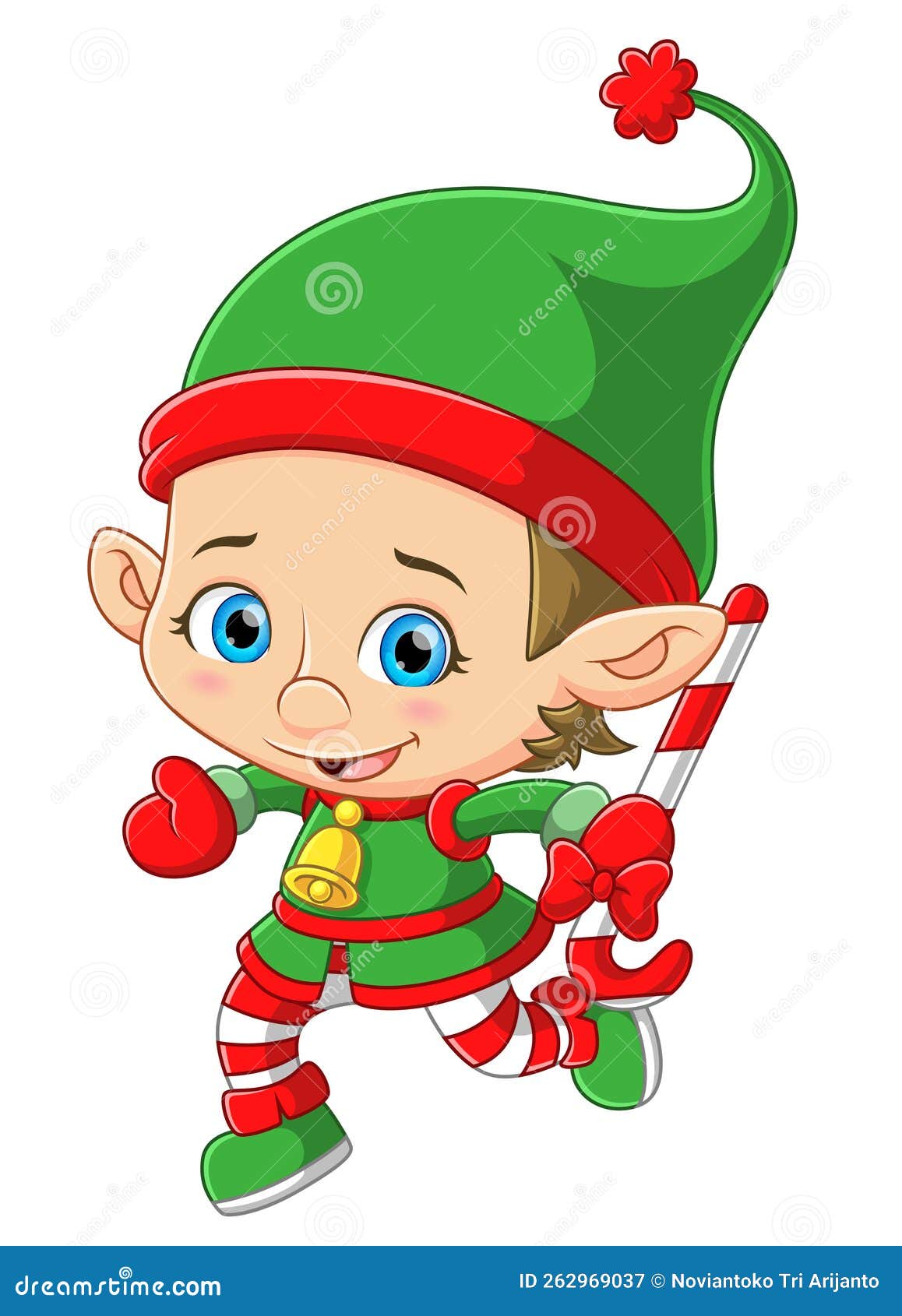 Little Elf Holding Candy Cane Stock Vector - Illustration of person ...