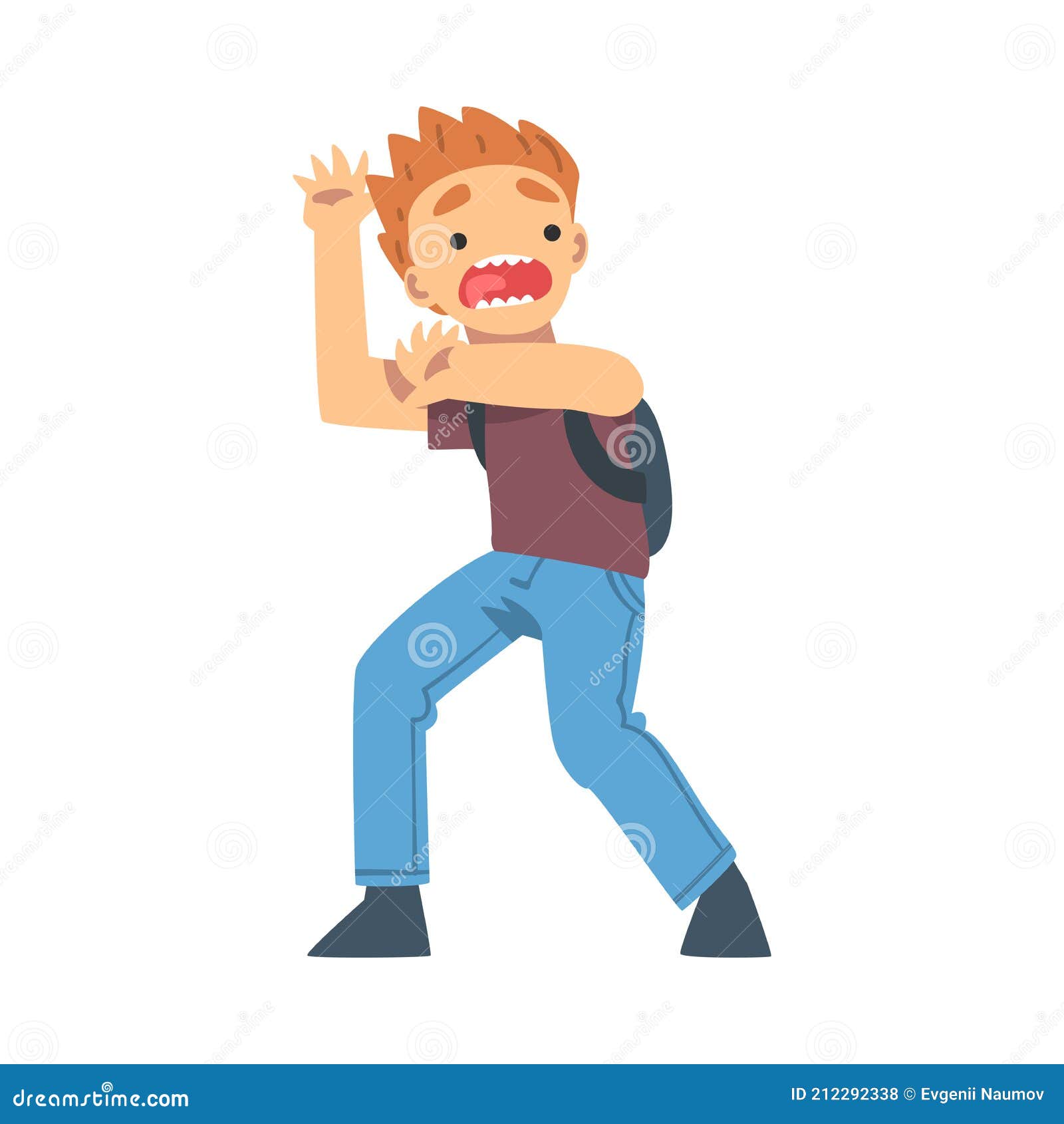 little fearful boy screaming afraid of something  
