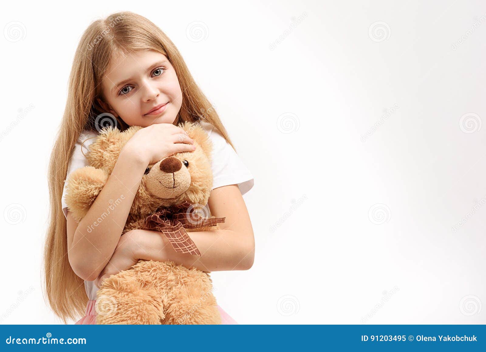 Little Female Kid Keeping Toy Stock Image - Image of joyful, adorable ...