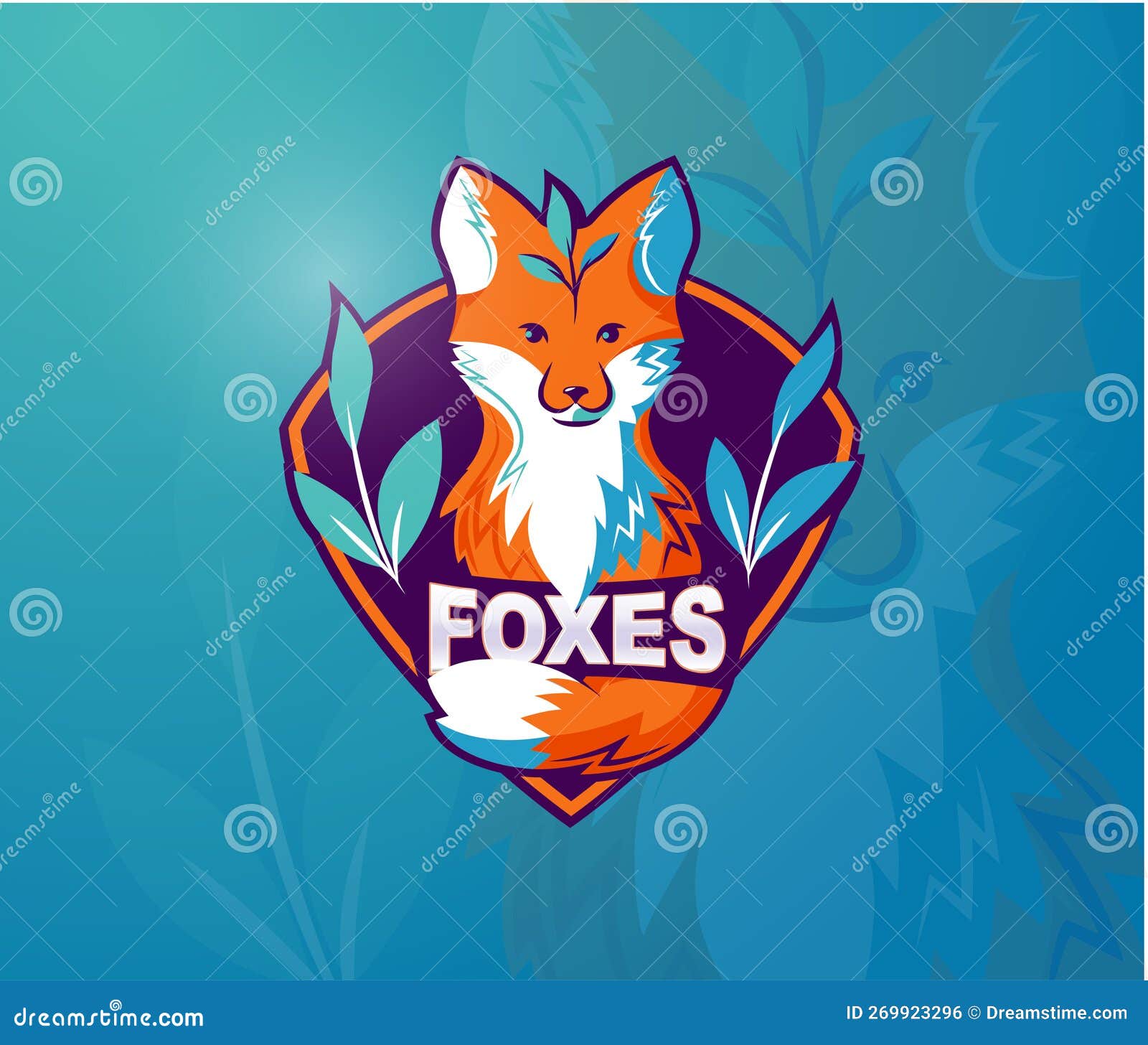 The Little Fox Mascot Logo Of With Text In Vector Illustration Stock