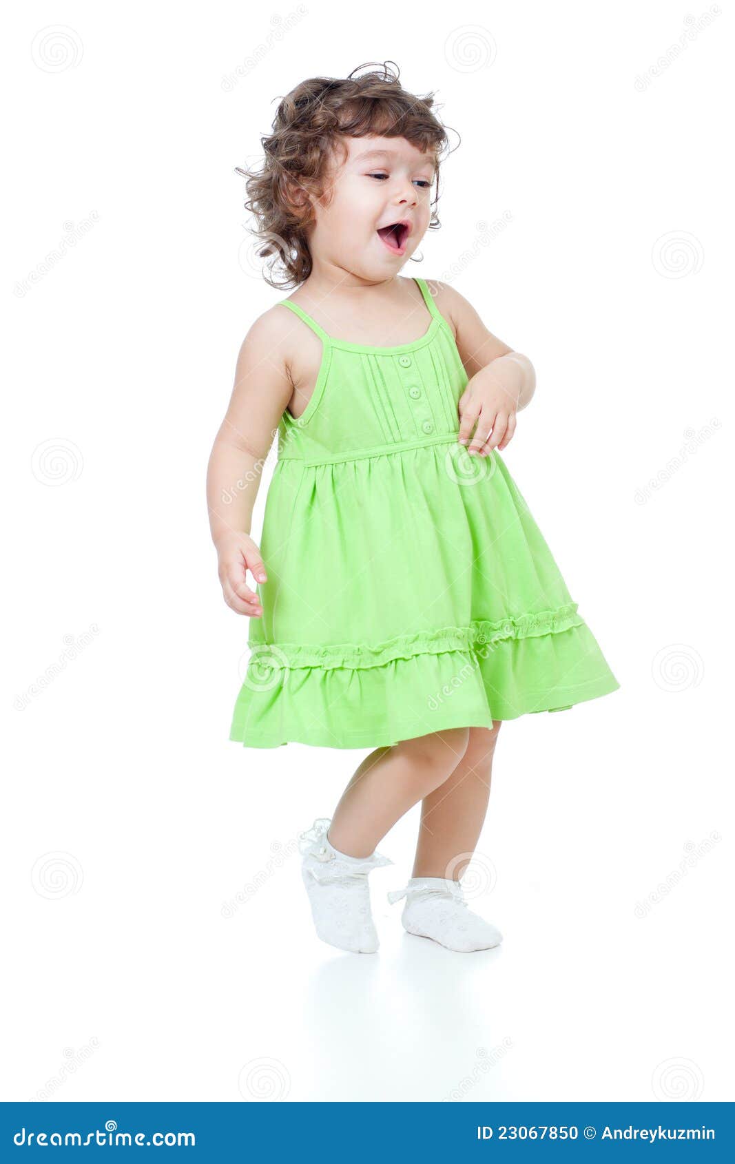 Little Funny Girl Dancing in Studio Stock Photo Image of happy