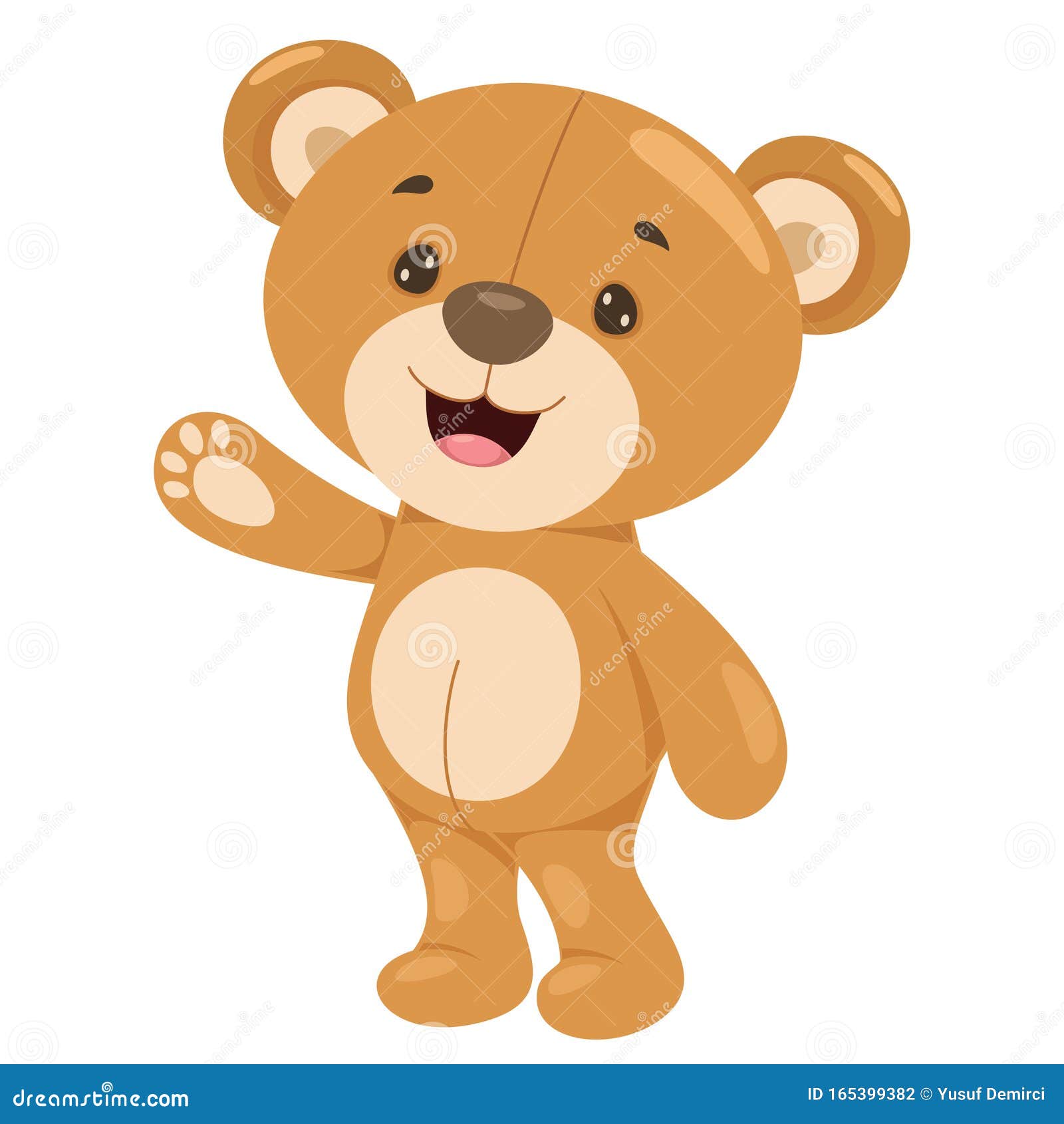 Little Funny Teddy Bear Cartoon Stock Vector - Illustration of animal,  heart: 165399382