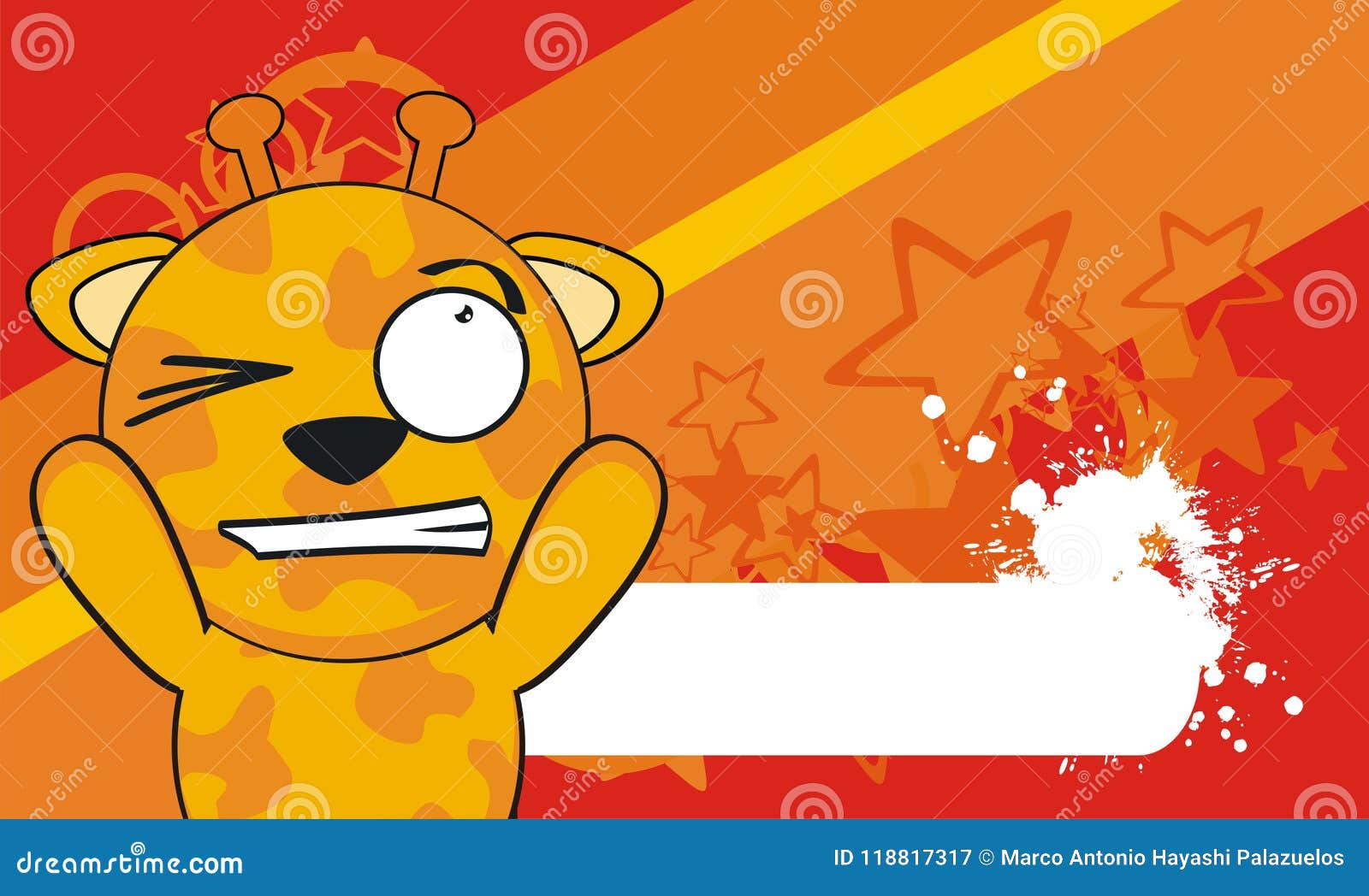 Little Giraffe Kid Cartoon Expression Background Stock Vector