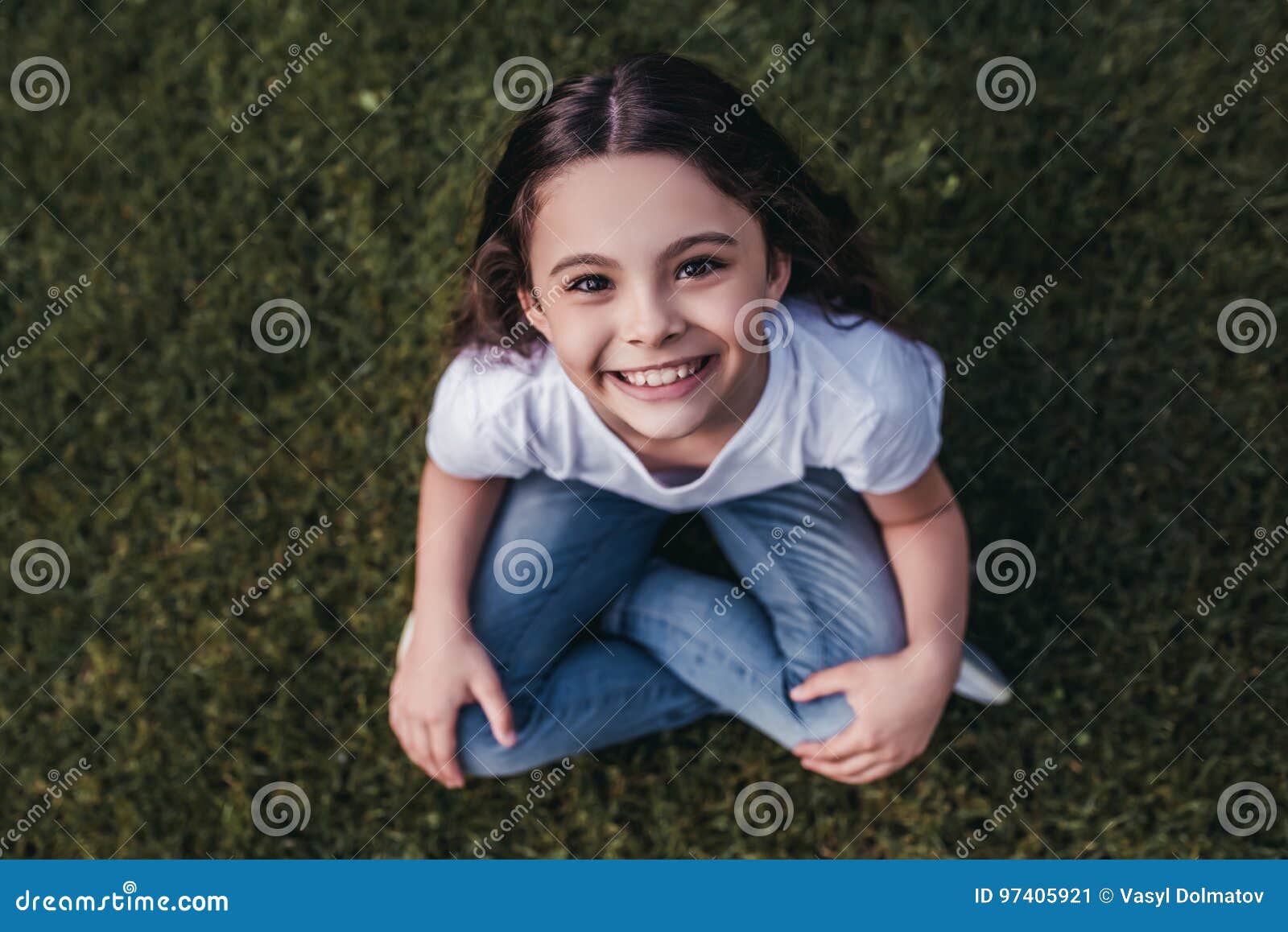 little girl on backyard