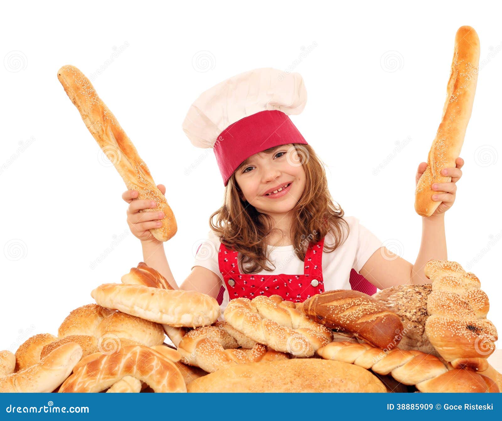 Little Girl Bakery with Breads Stock Image Image of beautiful, happy 38885909
