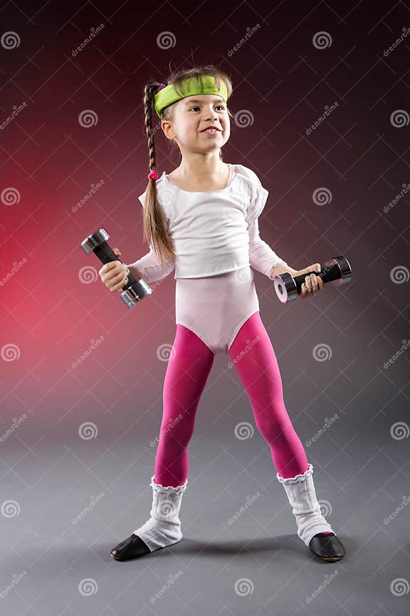 Little Fitness Girl stock photo. Image of training, health - 30302124