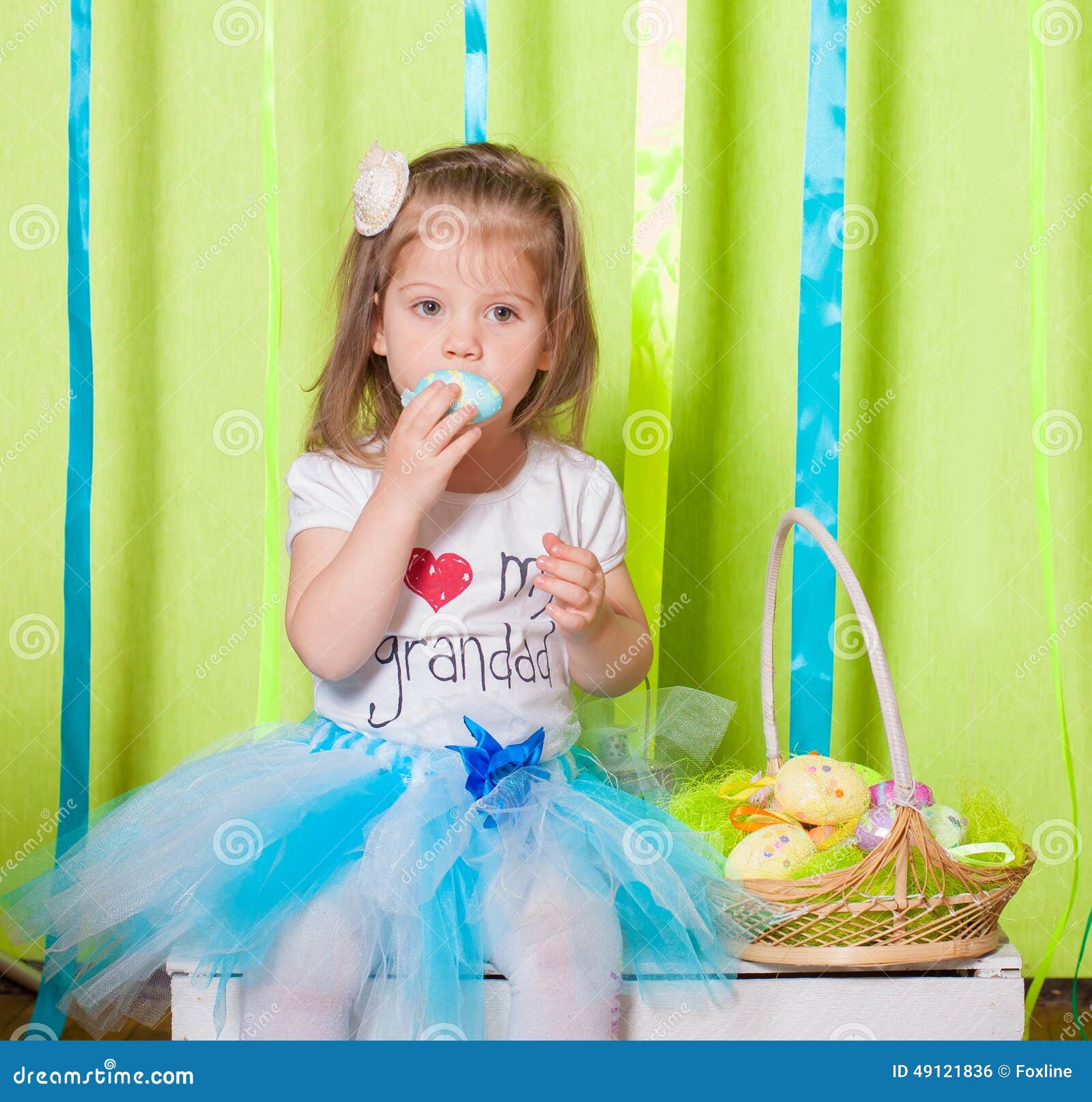 Little Girl with Basket with Easter Eggs Stock Photo Image of easter