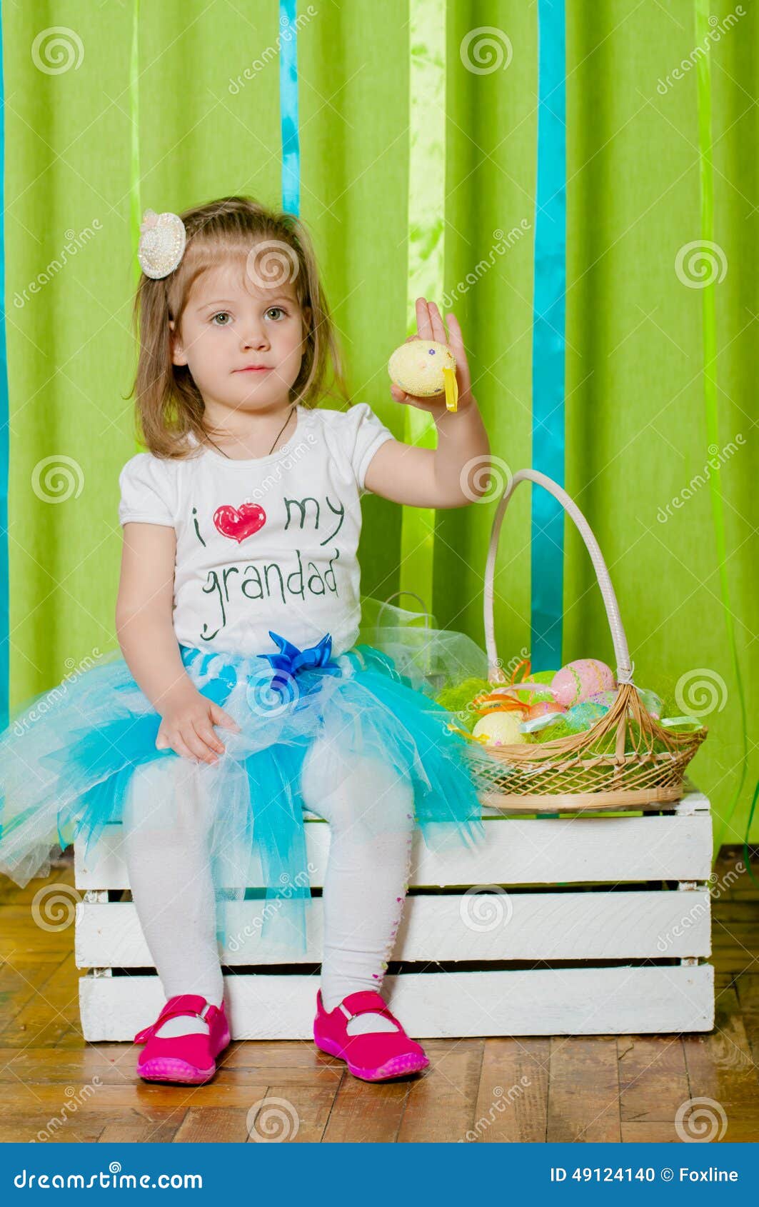 Little Girl with Basket with Easter Eggs Stock Photo Image of basket
