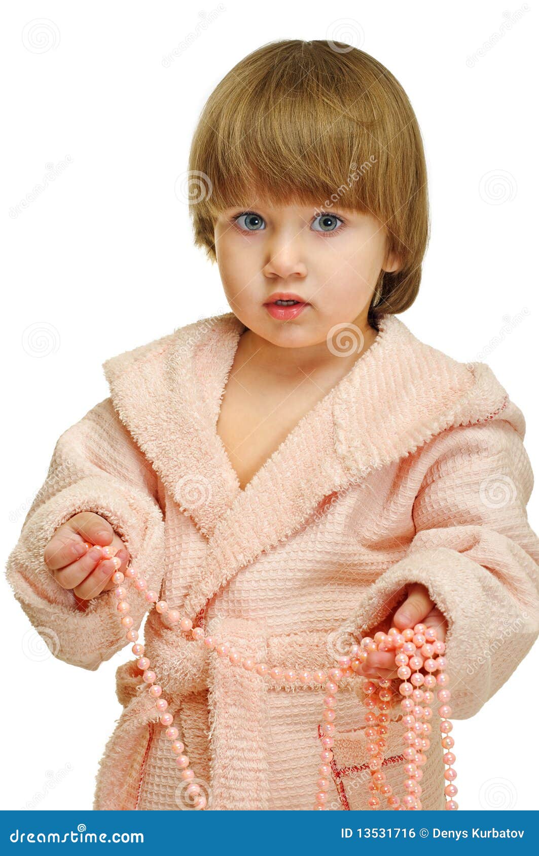 Little girl with beads stock photo. Image of pink, cleaning 13531716