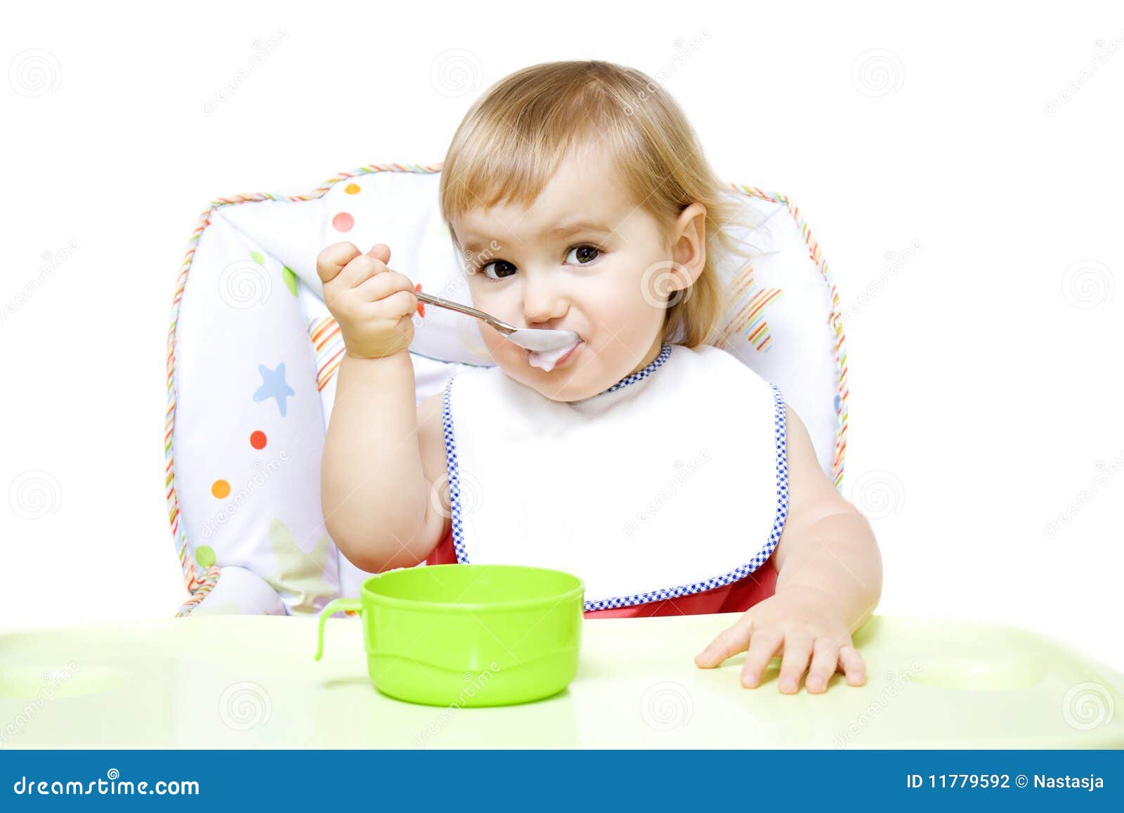 Little girl with bib stock photo. Image of isolated, beautiful 11779592