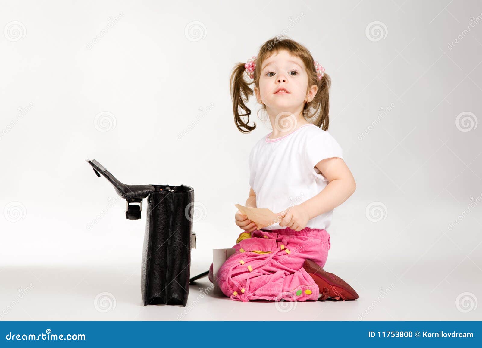 Little Girl with Black Briefcase Stock Photo Image of child