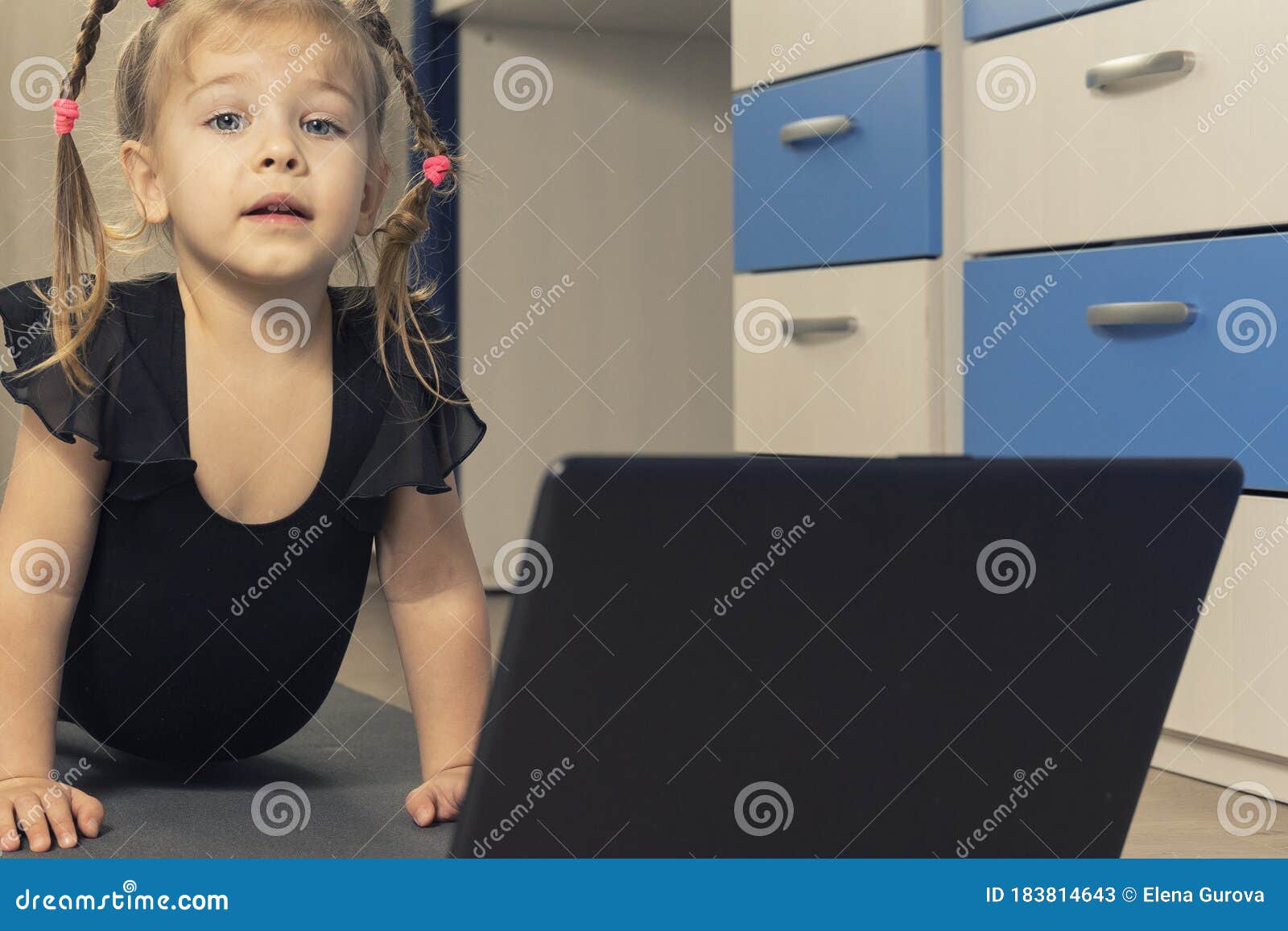 Child Does Rhythmic Gymnastics Online Stock Image