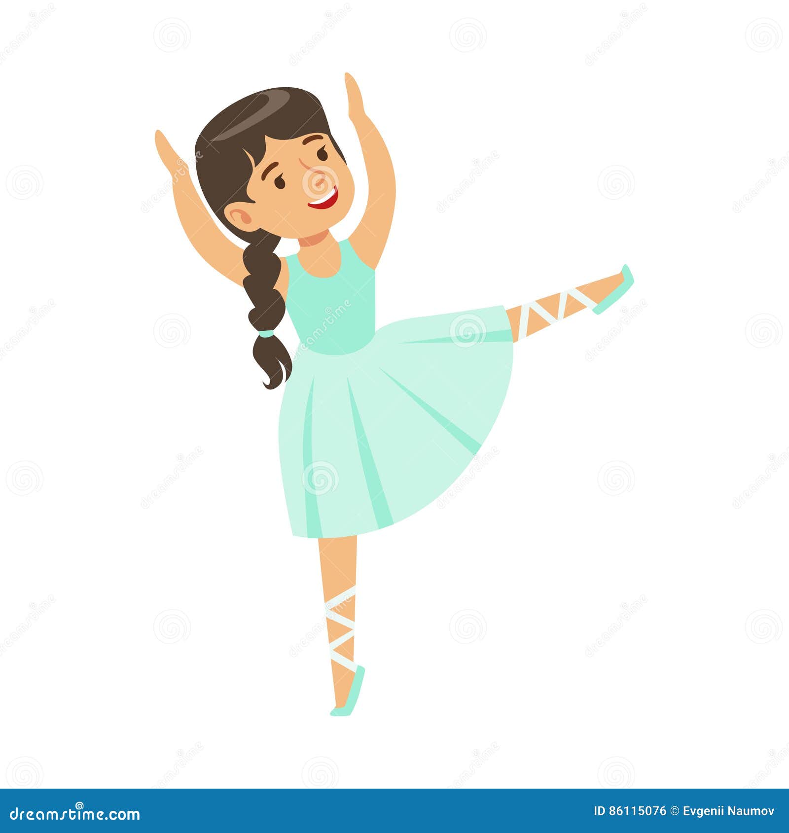 little girl in blue dress with plat dancing ballet in classic dance class, future professional ballerina dancer
