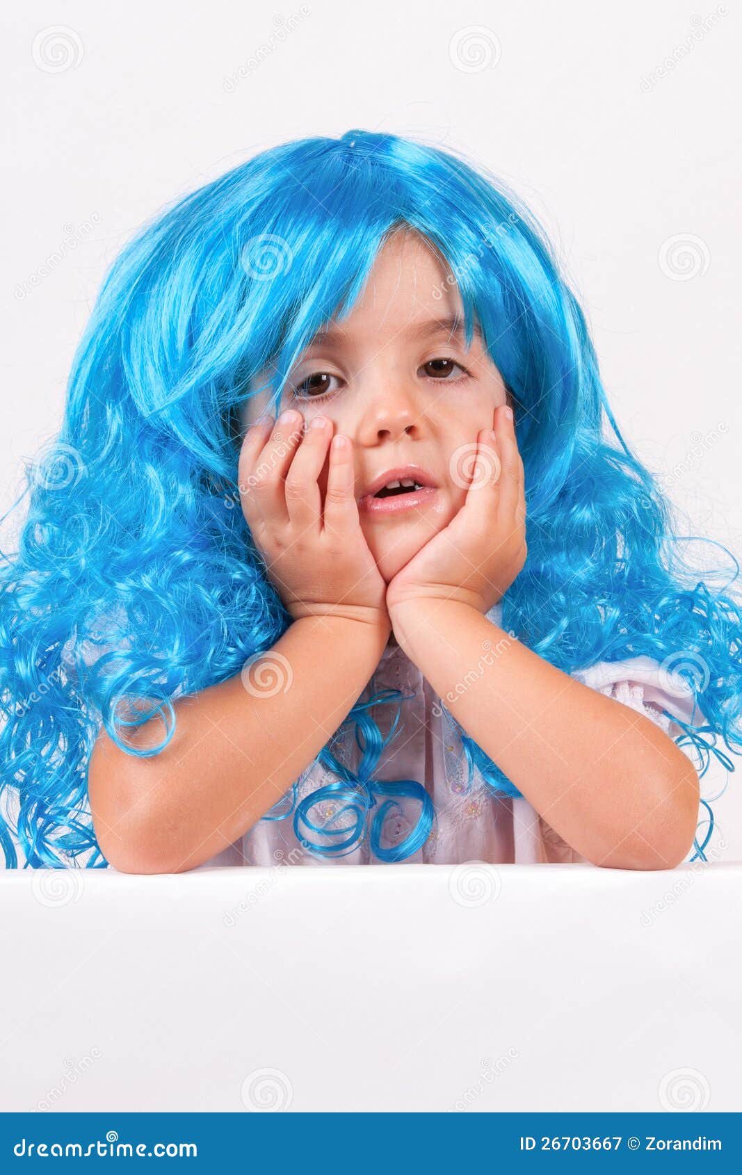 Little girl with blue wig stock image. Image of beautiful 26703667