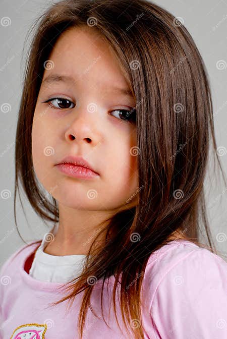 Little Girl with Brown Hair Stock Image - Image of innocence, people ...