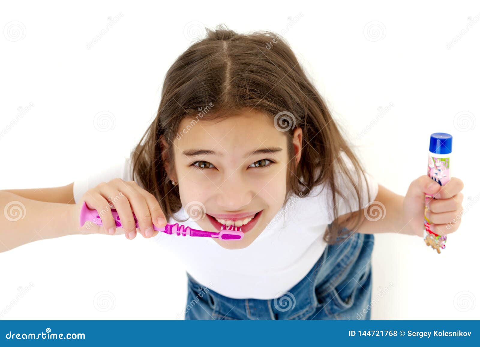 A Little Girl Brushes Her Teeth Stock Photo Image Of Brush