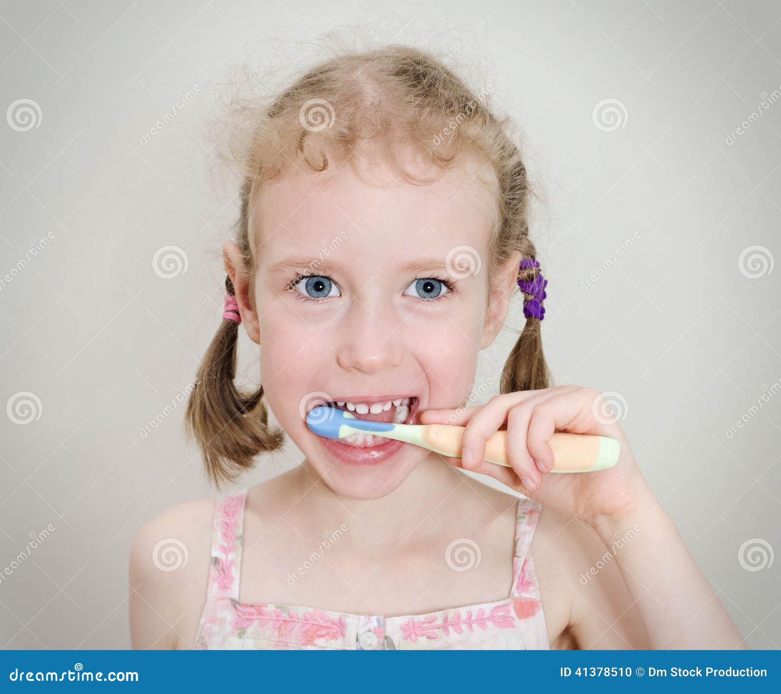 Little Girl Brushing Her Teeth Stock Photo Imag