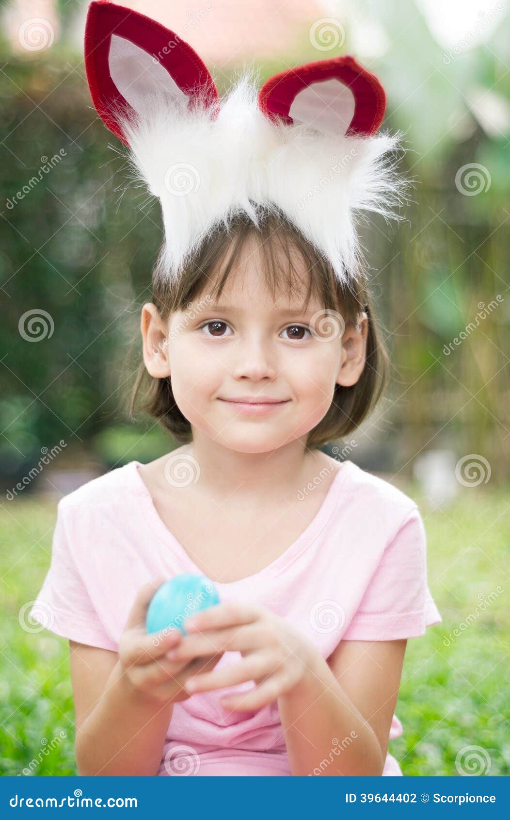 Little girl in bunny ears stock photo. Image of portrait 39644402