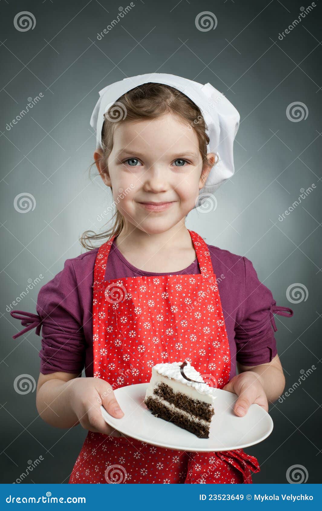 Little girl with a cake stock image. Image of happy, child 23523649