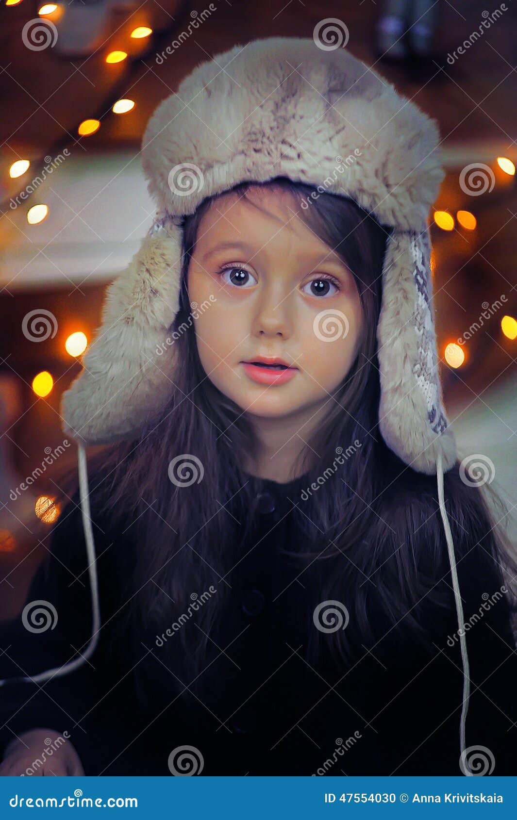 Little girl in a cap stock photo. Image of happy, beauty - 47554030