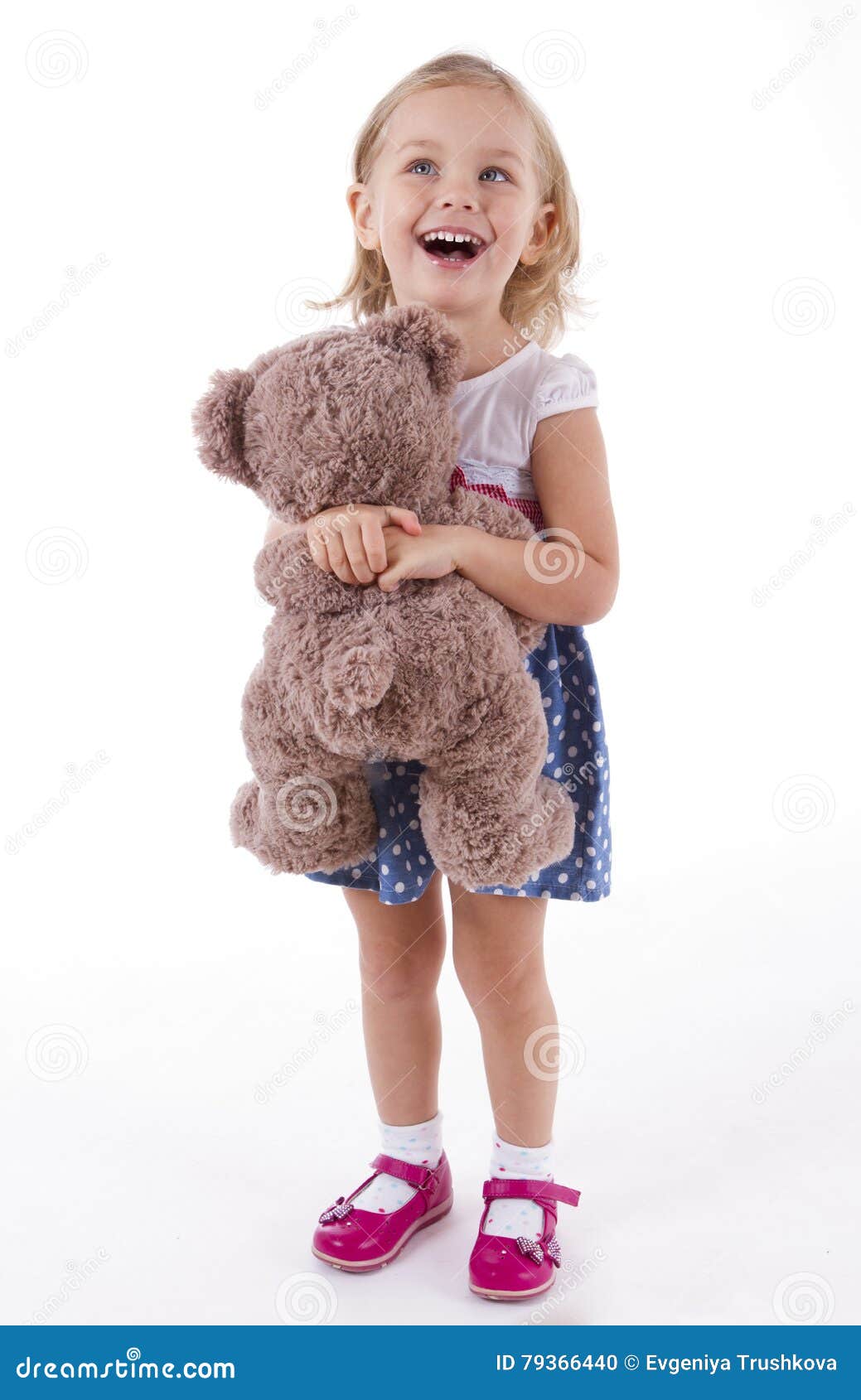 Little Girl Carries a Teddy Bear Stock Photo - Image of daughter, cute ...