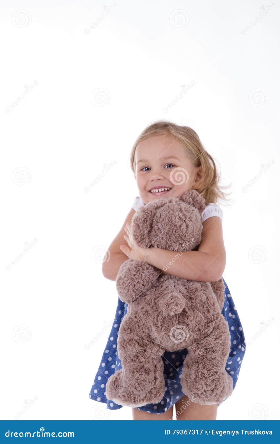 Little Girl Carries a Teddy Bear Stock Image - Image of happy, human ...