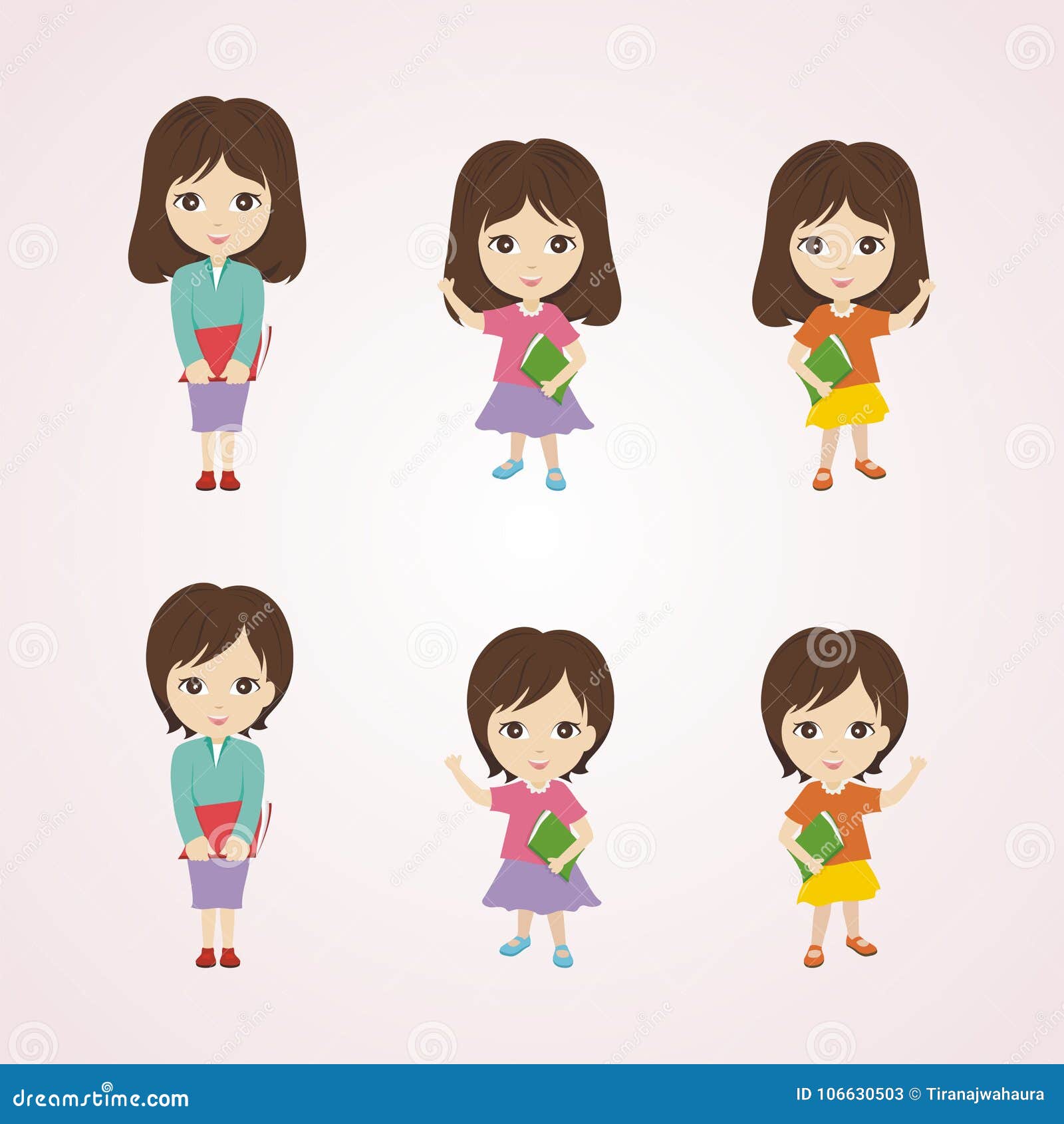 Little Girl Cartoon with Lovely and Cute Character Stock Vector -  Illustration of students, character: 106630503
