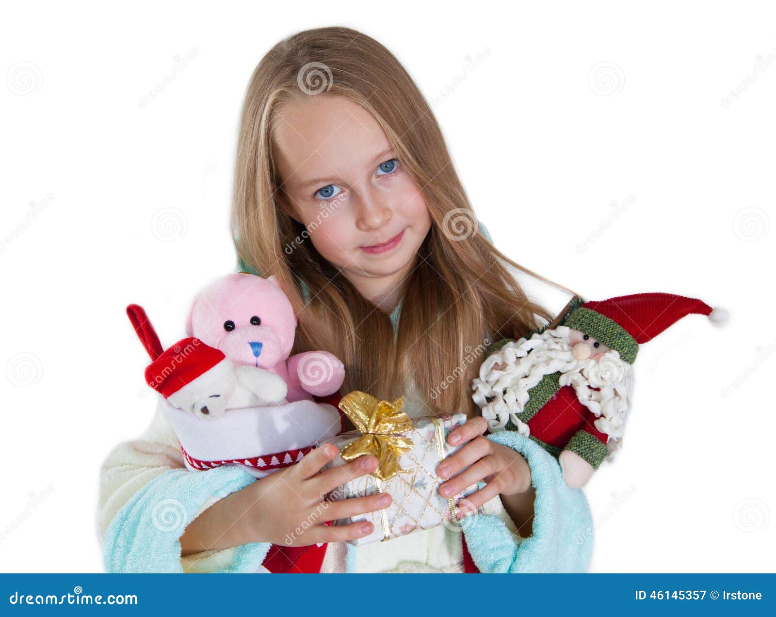 Little Girl with Christmas Presents Stock Image Image of cheerful