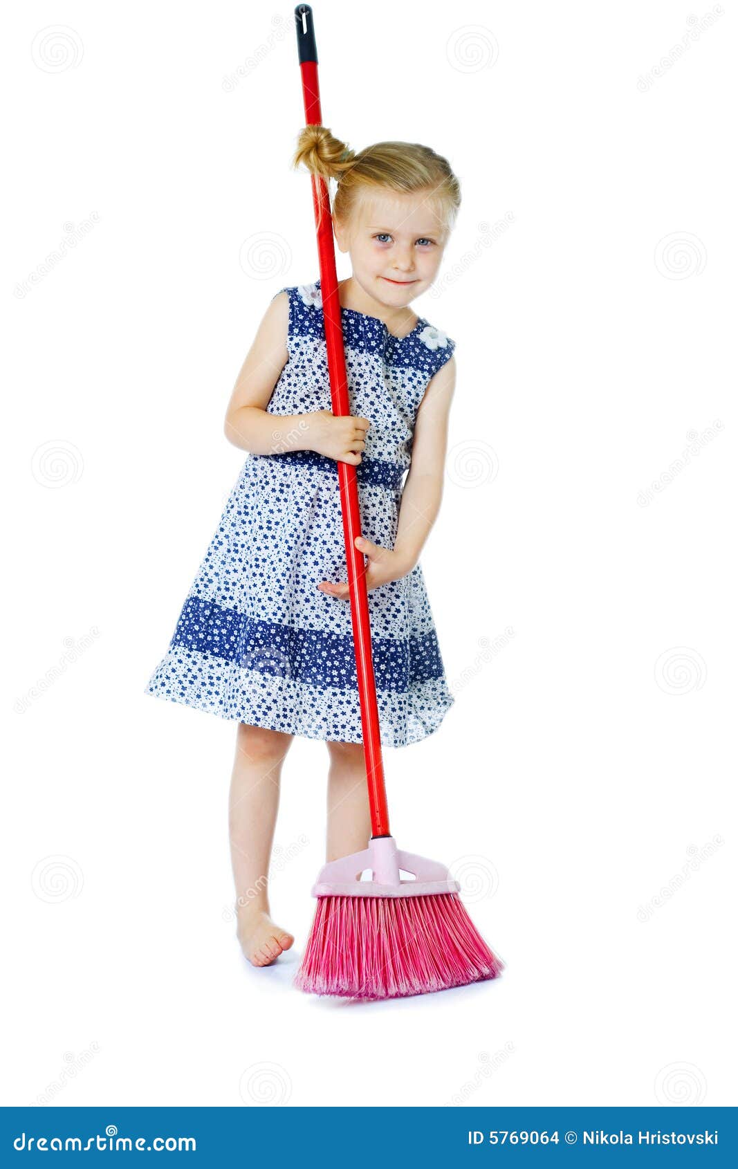 Little Girl Cleaning With Broom Stock Photo Image 5769064
