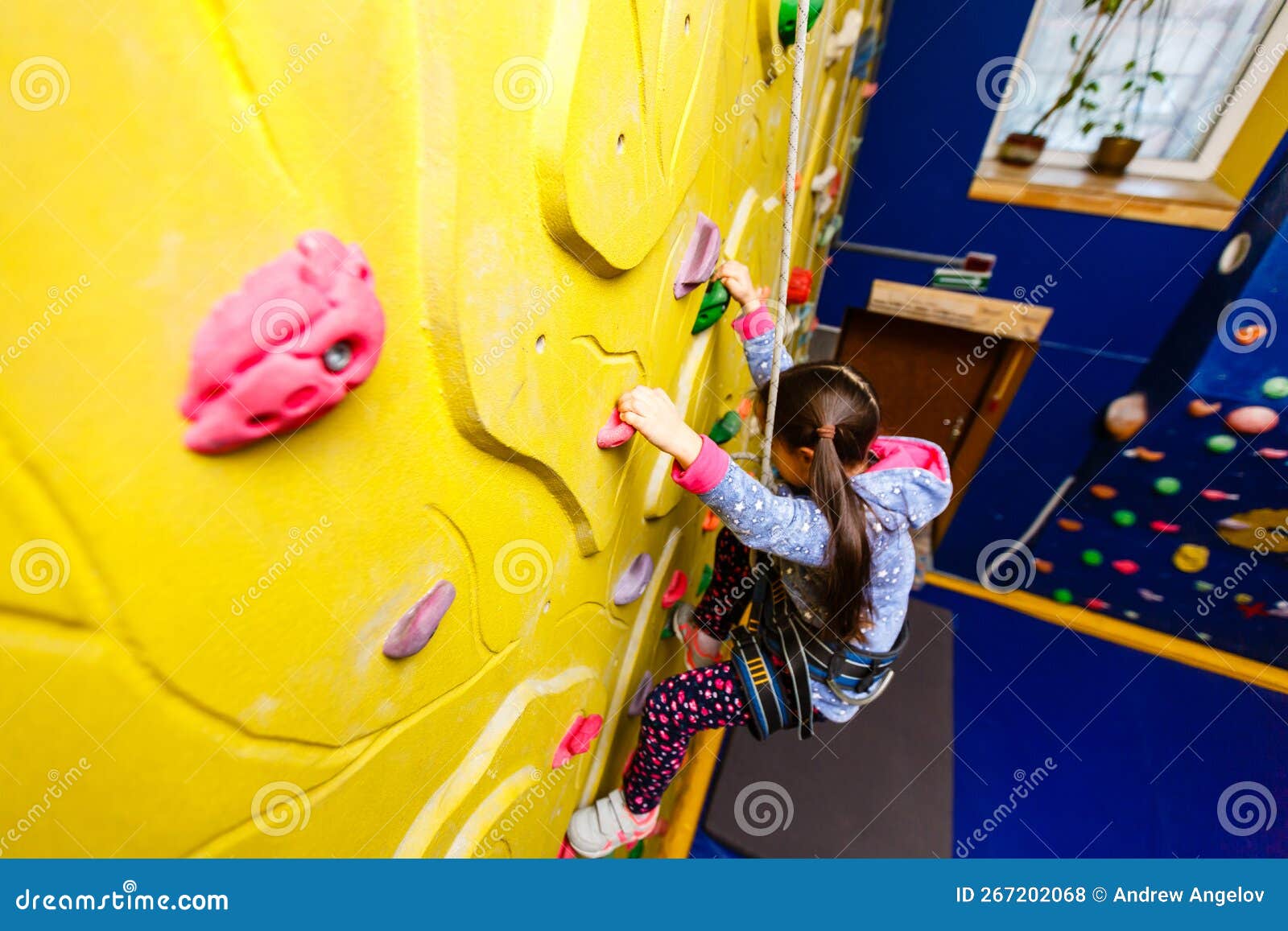 Little Girl Climbing Rock Wall Stock Photo Image of rock, girl 267202068