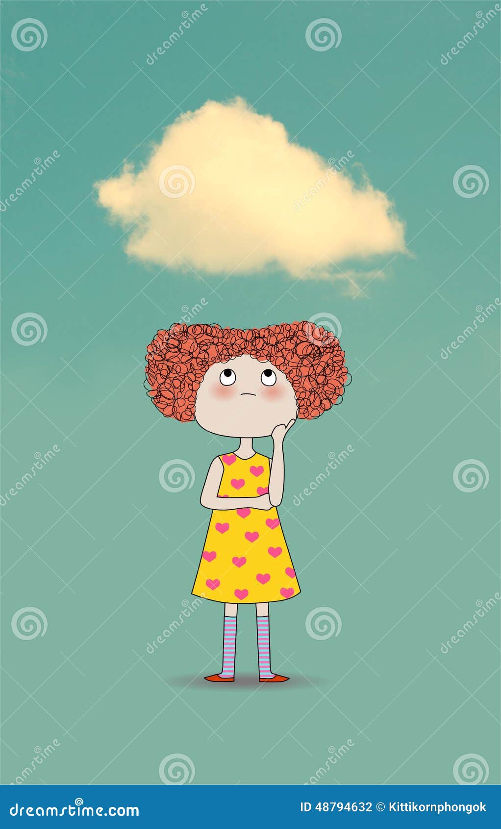 Little Girl with a Cloud Over Her Head Stock Illustration - Illustration of  raining, idea: 48794632