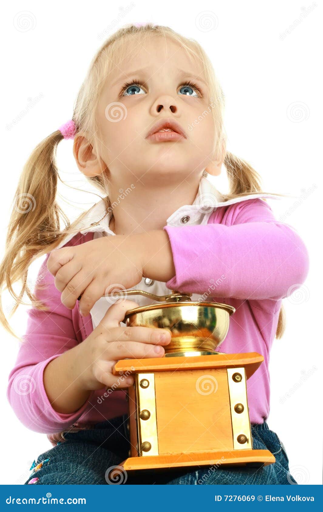 Little Girl and a Coffee Grinder Stock Image Image of coffee, decaf