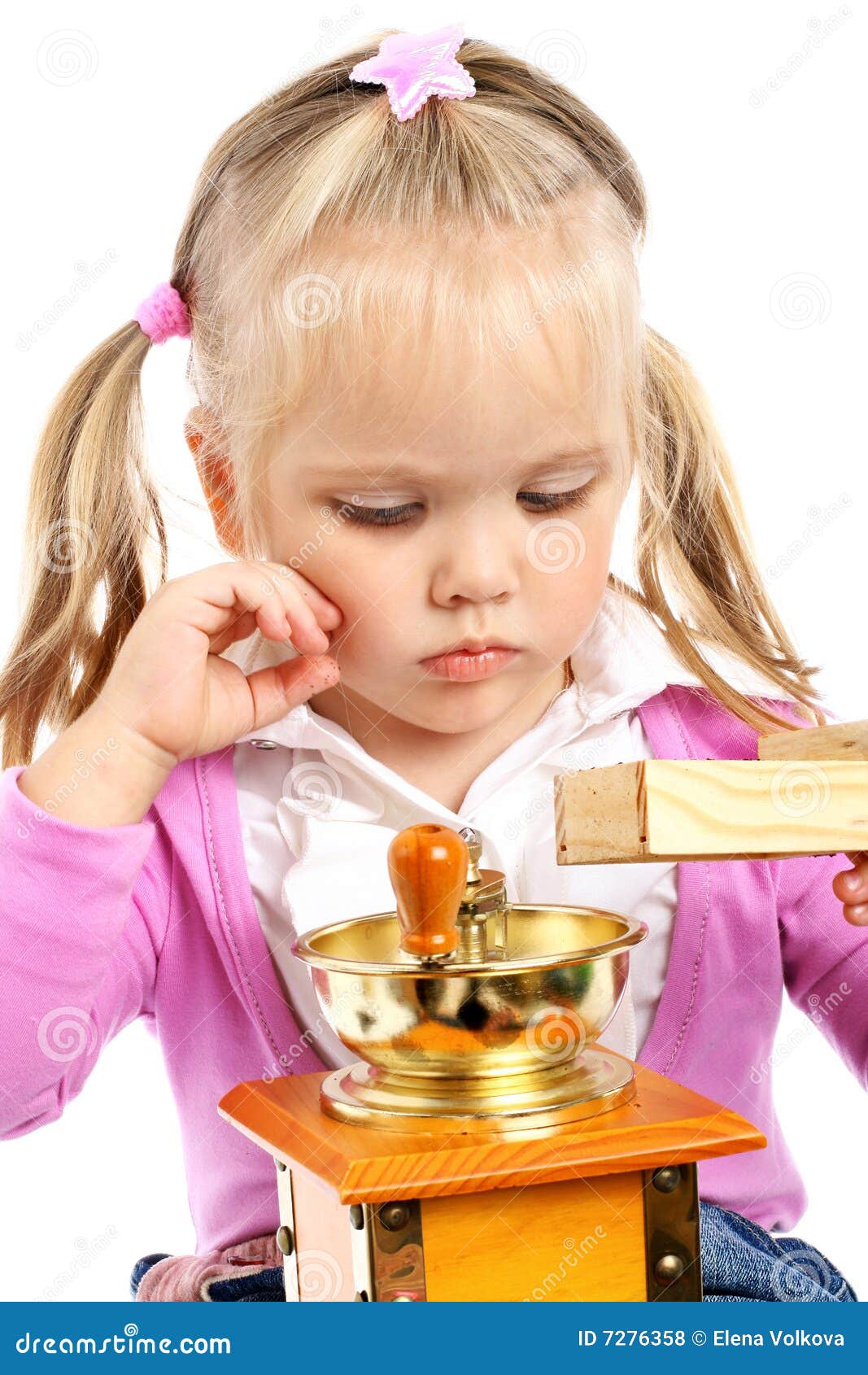Little Girl and a Coffee Grinder Stock Photo Image of brown, black 7276358