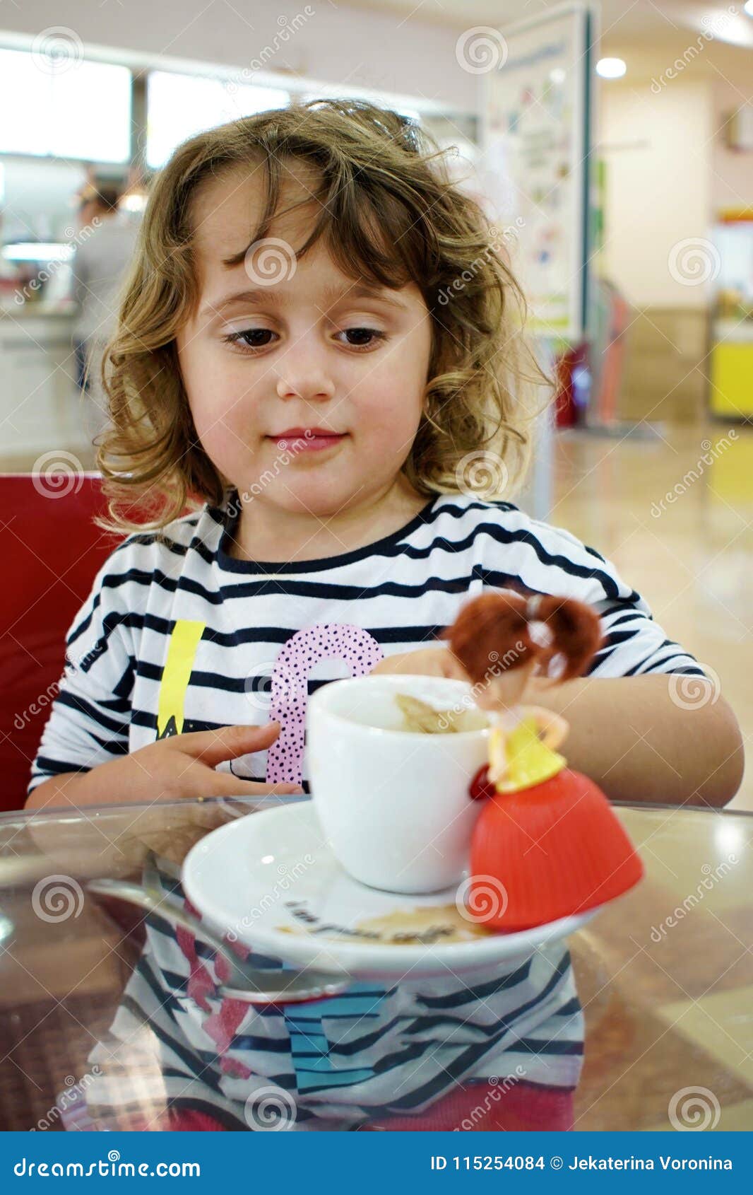 Little Girl in Coffee House Stock Photo Image of female, cafe 115254084