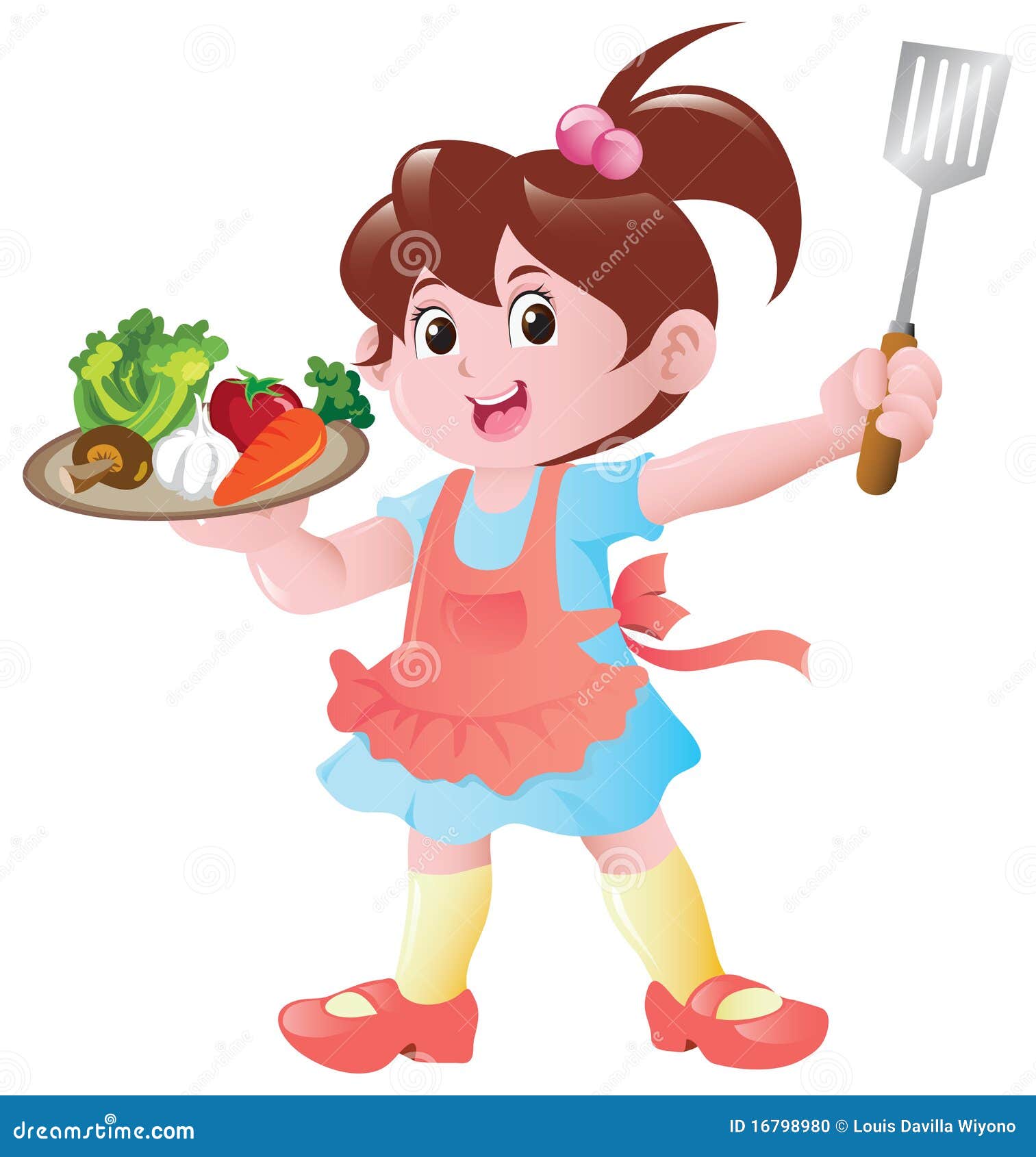 Little Girl Cooking stock illustration. Illustration of kitchen 16798980