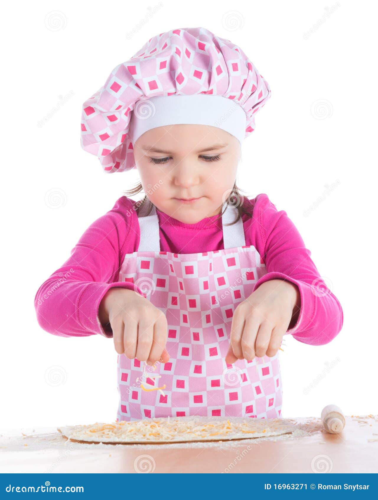 Little girl cooking pizza stock image. Image of enjoy 16963271