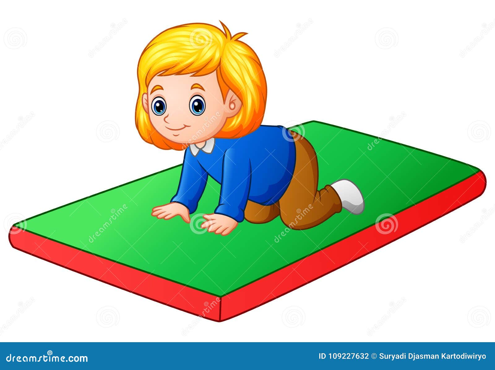 Little Girl Crawling on the Mat Stock Vector Illustration of people