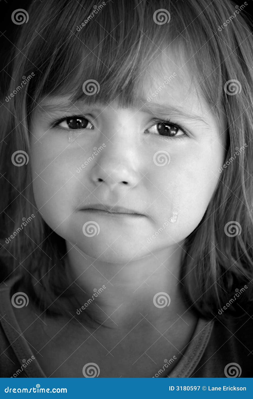 Little Girl Crying With Tears Royalty Free Stock