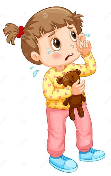 Little Girl Crying with Tears Stock Vector - Illustration of infant ...