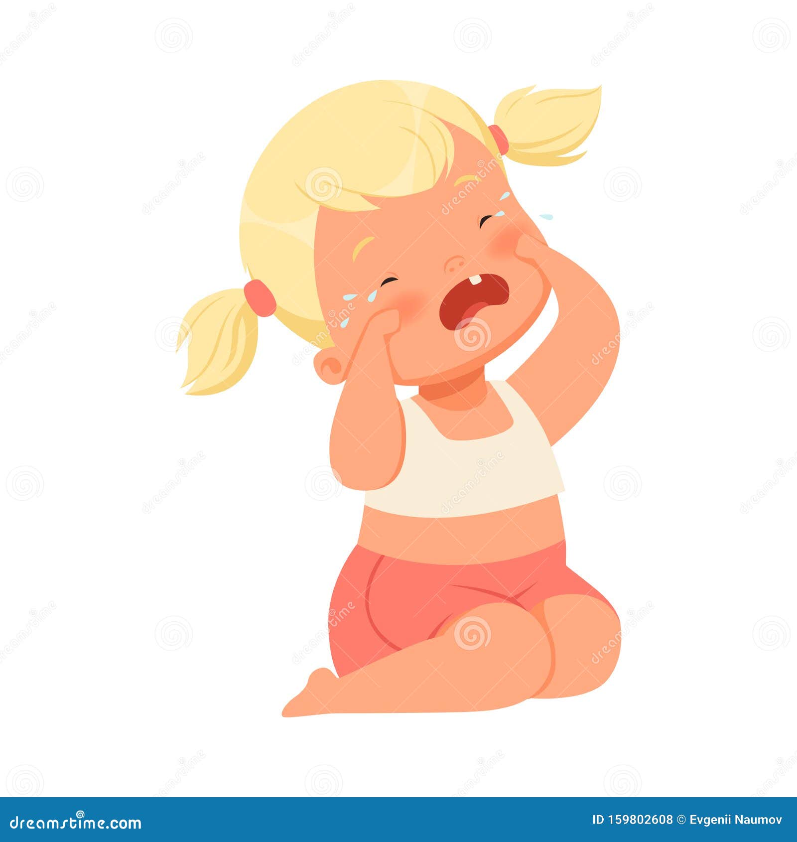 Download Little Girl Is Crying. Vector Illustration On A White Background. Stock Vector - Illustration of ...