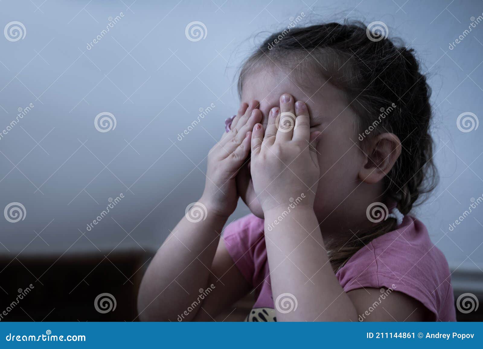 Little Girl Crying stock image. Image of abuse, fear - 211144861