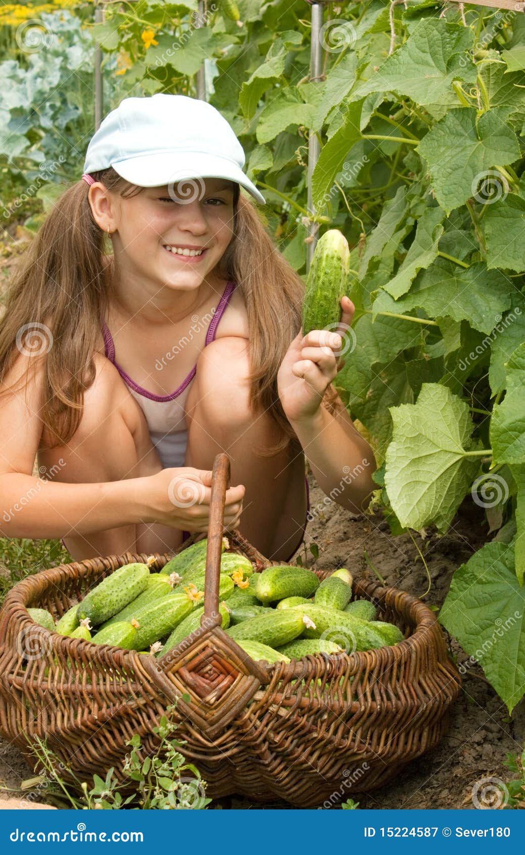 Girls and cucumber