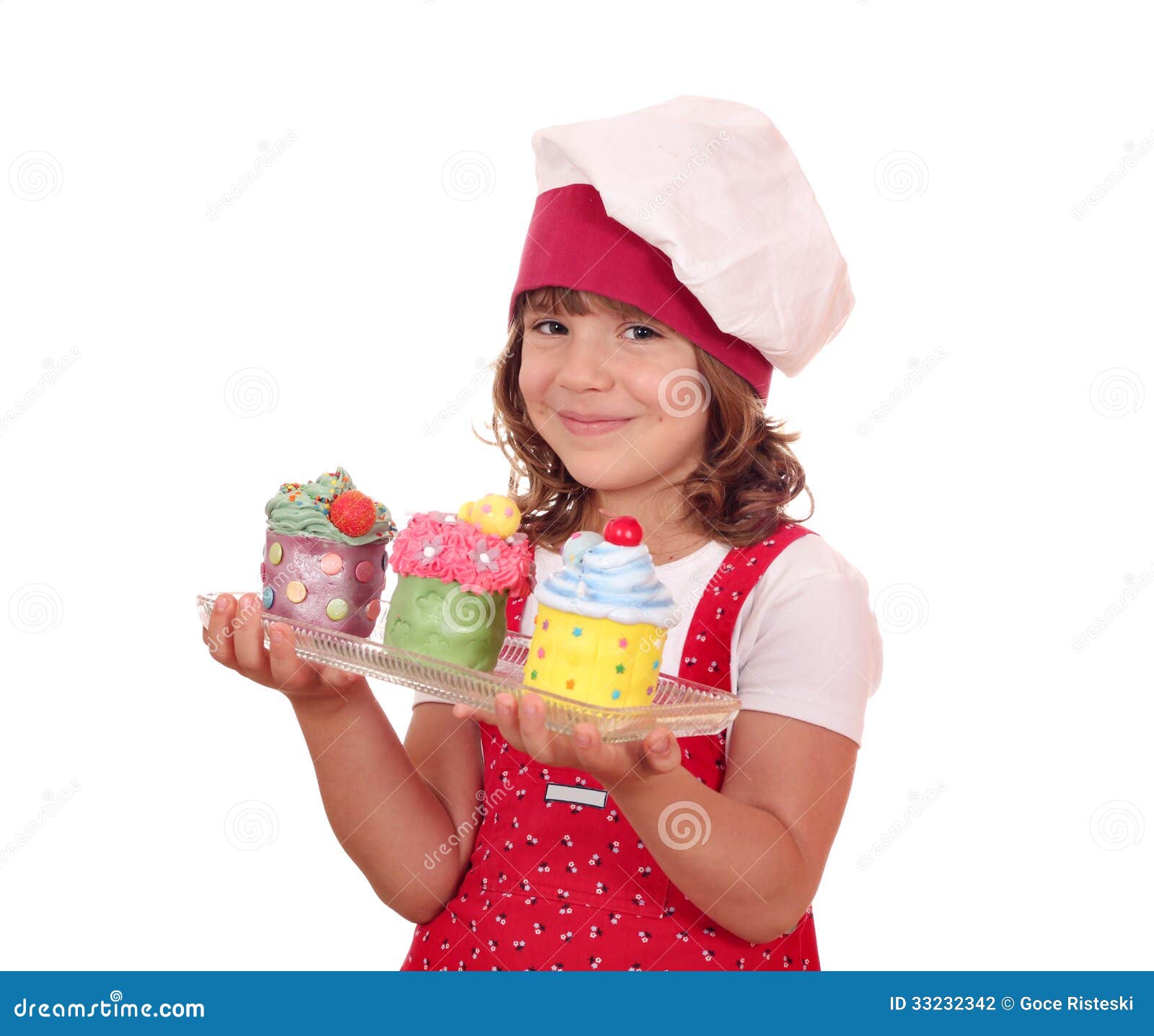Little girl with cupcakes stock photo. Image of fondant 33232342