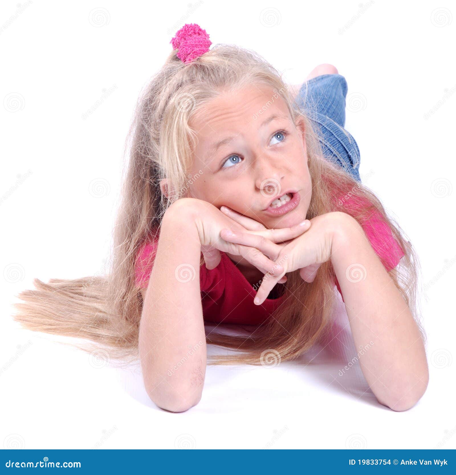 Little girl day dreaming stock photo. Image of chin, cute - 19833754