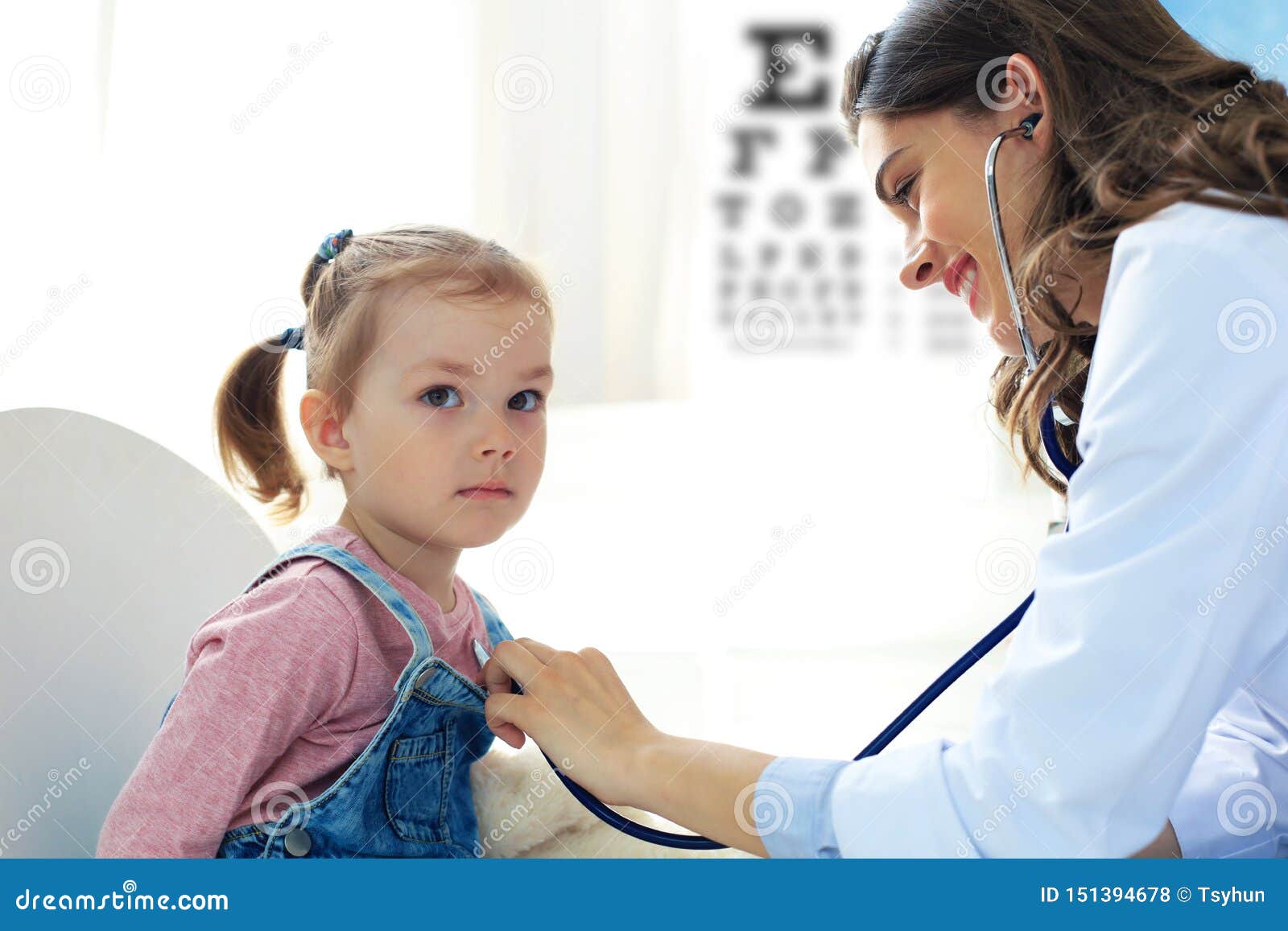 Happy Little Girl At The Doctor For A Checkup Stock Image 
